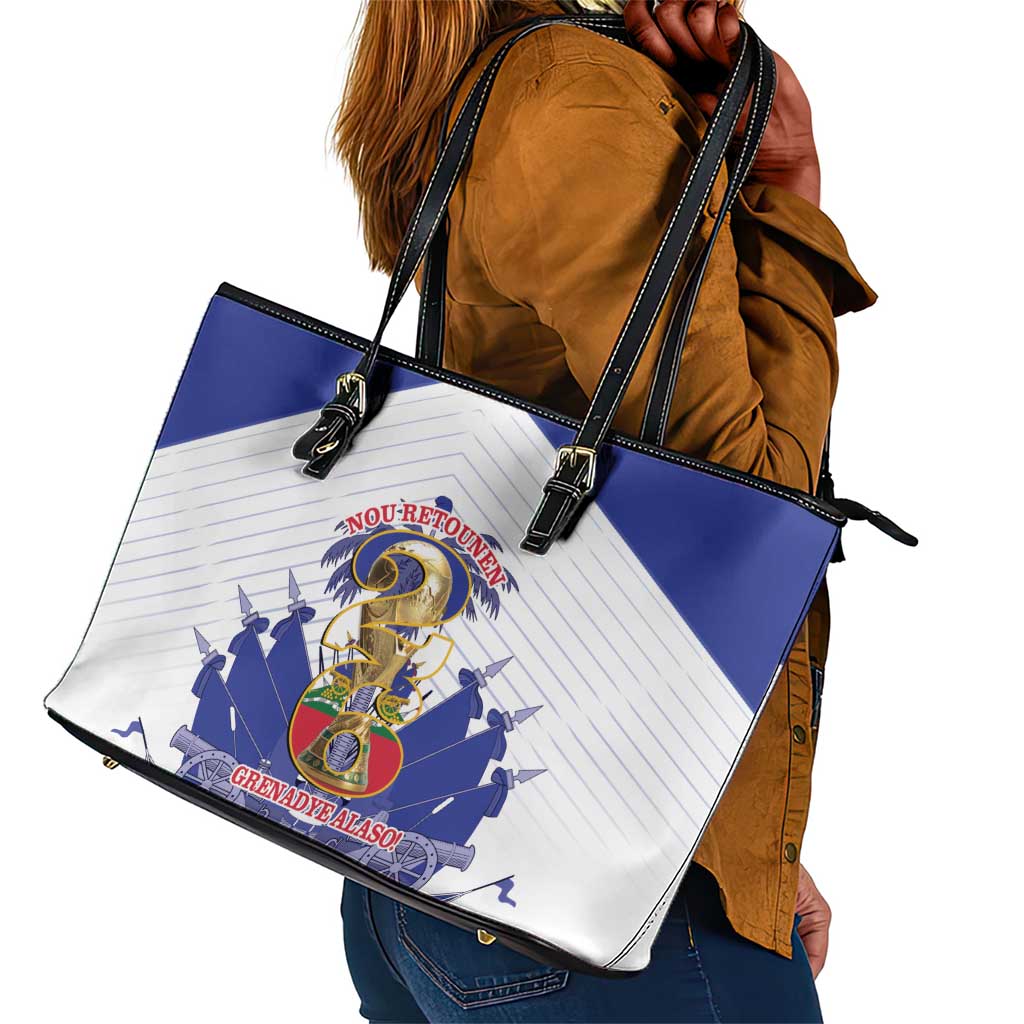 Les Grenadiers Haiti Football Leather Tote Bag 2026 Nou Retounen White Version - African Pride