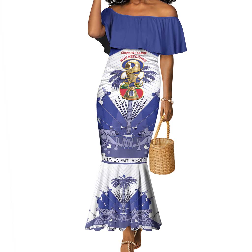 Personalized Les Grenadiers Haiti Football Mermaid Dress 2026 Nou Retounen White Version - African Pride