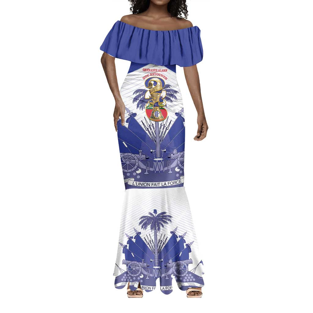 Personalized Les Grenadiers Haiti Football Mermaid Dress 2026 Nou Retounen White Version - African Pride