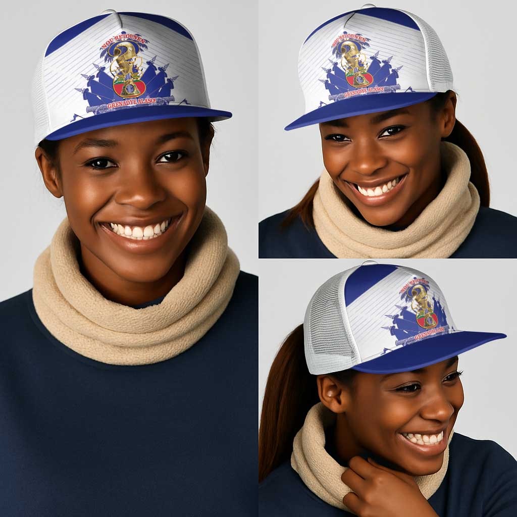Les Grenadiers Haiti Football Mesh Trucker Cap 2026 Nou Retounen White Version - African Pride