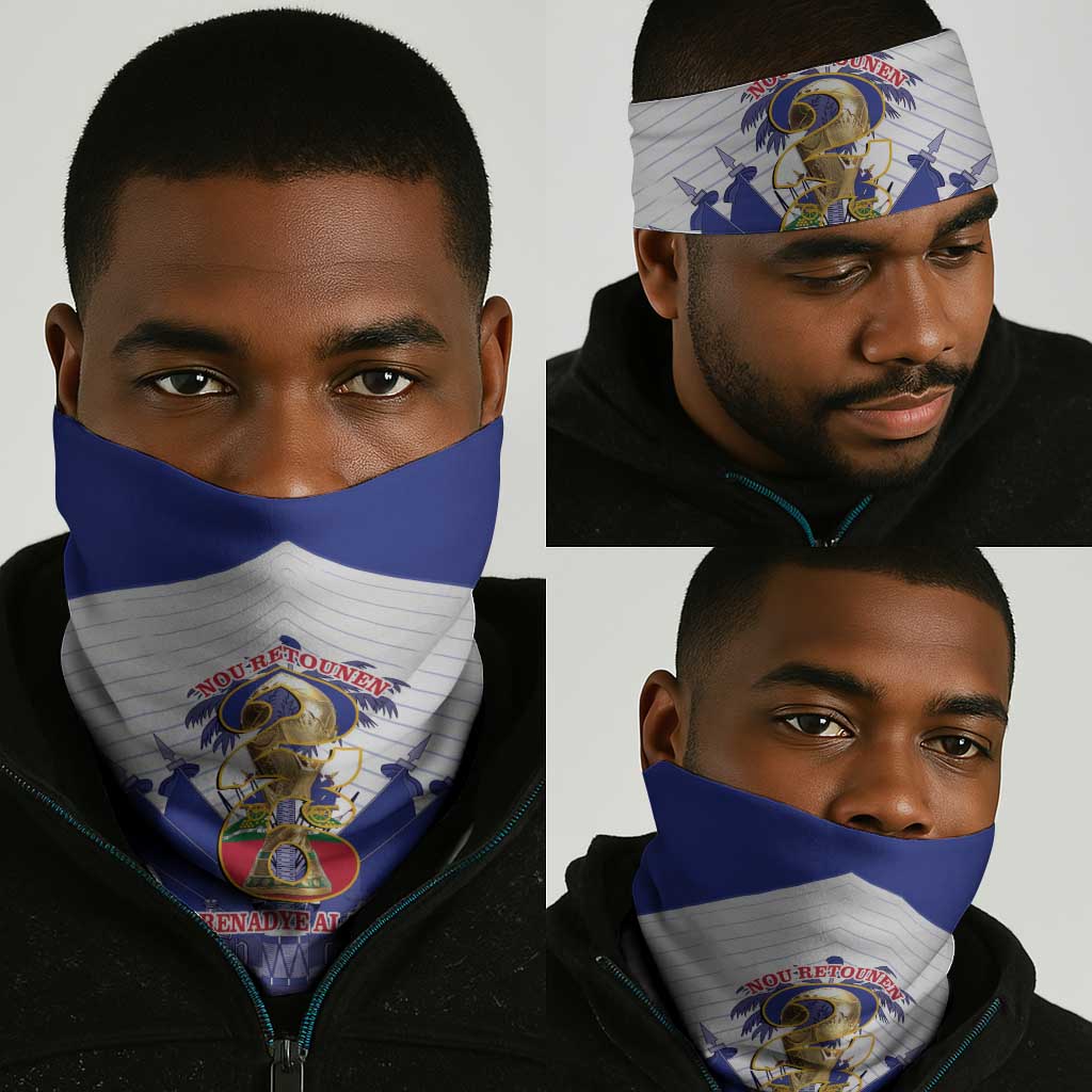 Les Grenadiers Haiti Football Neck Gaiter 2026 Nou Retounen White Version - African Pride