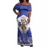 Personalized Les Grenadiers Haiti Football Off Shoulder Maxi Dress 2026 Nou Retounen White Version - African Pride