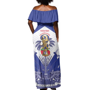 Personalized Les Grenadiers Haiti Football Off Shoulder Maxi Dress 2026 Nou Retounen White Version - African Pride