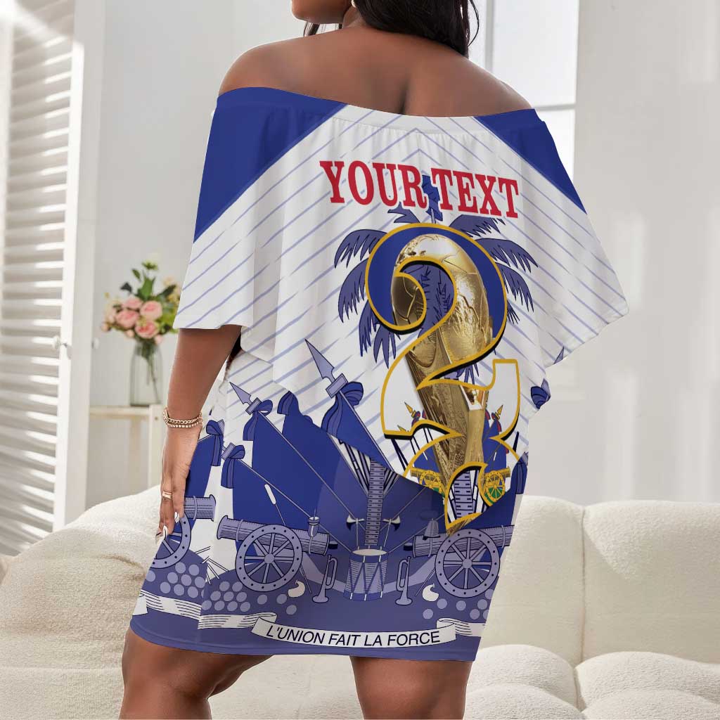 Personalized Les Grenadiers Haiti Football Off Shoulder Short Dress 2026 Nou Retounen White Version - African Pride