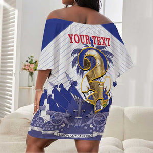 Personalized Les Grenadiers Haiti Football Off Shoulder Short Dress 2026 Nou Retounen White Version - African Pride