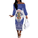Personalized Les Grenadiers Haiti Football Off The Shoulder Long Sleeve Dress 2026 Nou Retounen White Version - African Pride