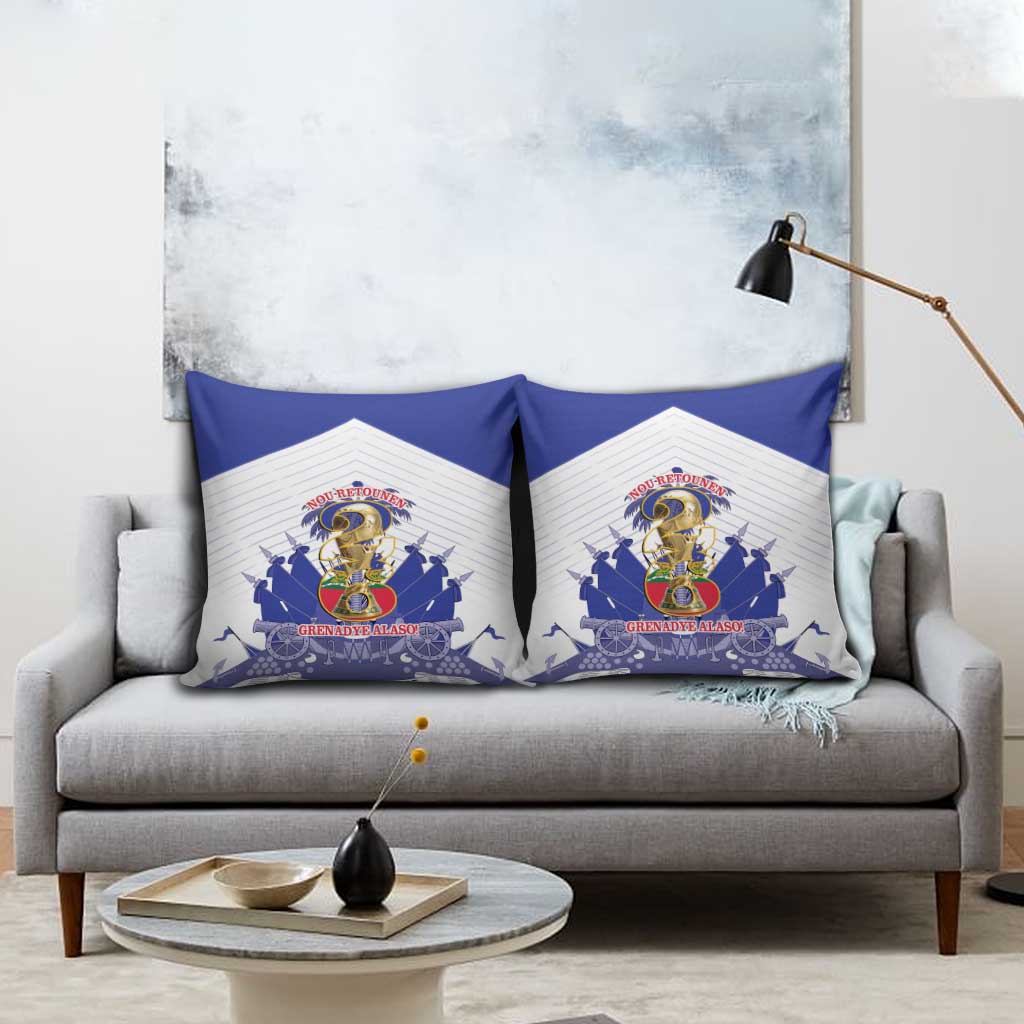 Les Grenadiers Haiti Football Pillow Cover 2026 Nou Retounen White Version