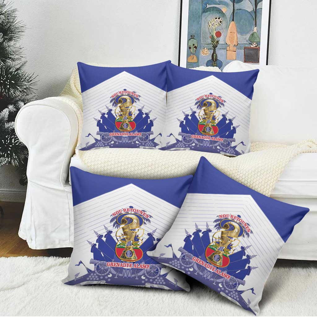 Les Grenadiers Haiti Football Pillow Cover 2026 Nou Retounen White Version