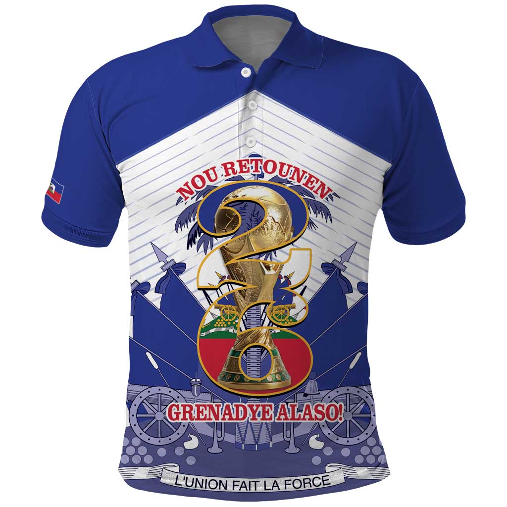 Personalized Les Grenadiers Haiti Football Polo Shirt 2026 Nou Retounen White Version - African Pride
