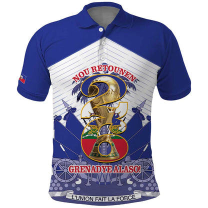 Personalized Les Grenadiers Haiti Football Polo Shirt 2026 Nou Retounen White Version - African Pride