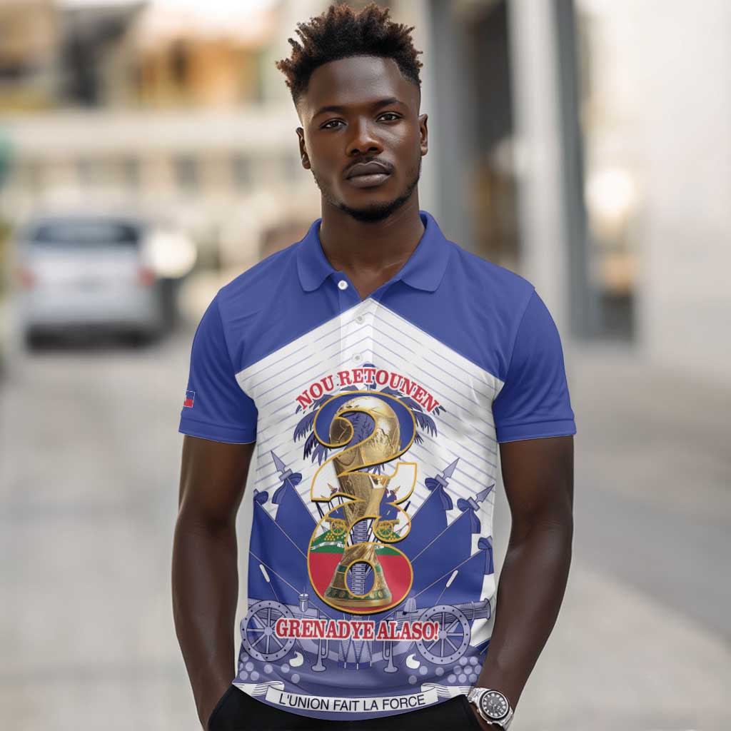 Personalized Les Grenadiers Haiti Football Polo Shirt 2026 Nou Retounen White Version - African Pride