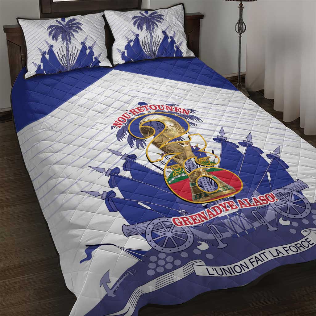 Les Grenadiers Haiti Football Quilt Bed Set 2026 Nou Retounen White Version - African Pride