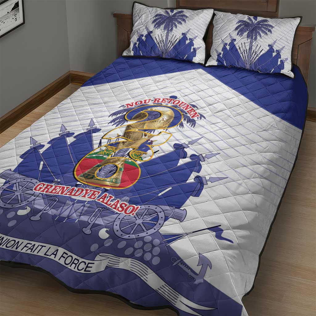 Les Grenadiers Haiti Football Quilt Bed Set 2026 Nou Retounen White Version - African Pride