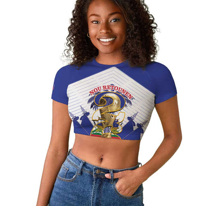 Personalized Les Grenadiers Haiti Football Raglan Cropped T shirt 2026 Nou Retounen White Version - African Pride