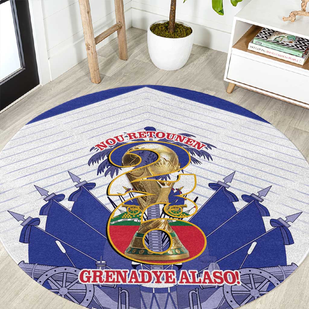Les Grenadiers Haiti Football Round Carpet 2026 Nou Retounen White Version - African Pride