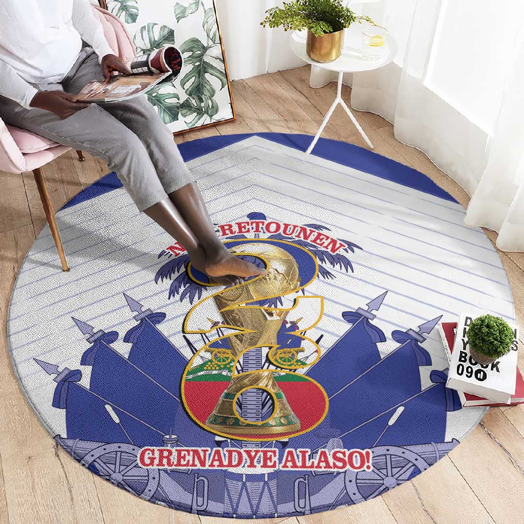 Les Grenadiers Haiti Football Round Carpet 2026 Nou Retounen White Version - African Pride