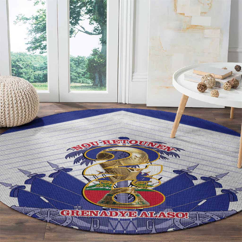 Les Grenadiers Haiti Football Round Carpet 2026 Nou Retounen White Version - African Pride