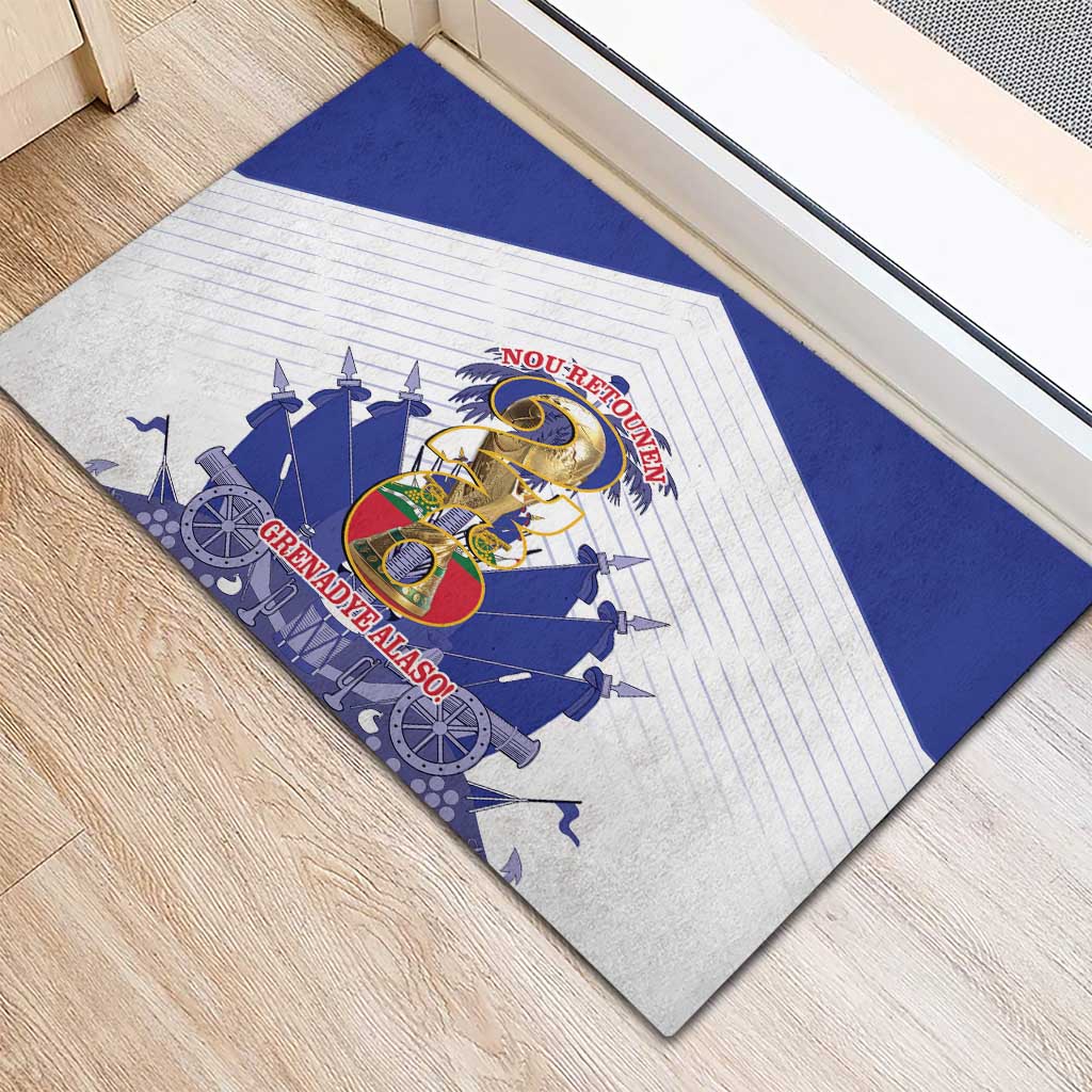 Les Grenadiers Haiti Football Rubber Doormat 2026 Nou Retounen White Version - African Pride