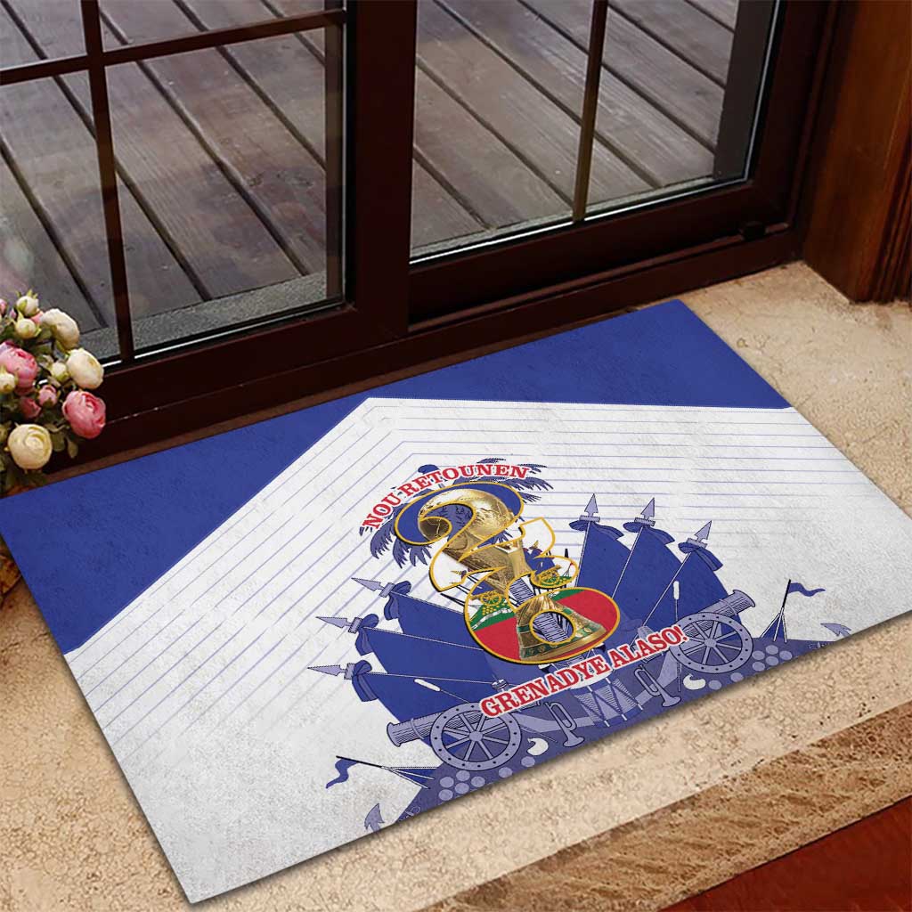 Les Grenadiers Haiti Football Rubber Doormat 2026 Nou Retounen White Version - African Pride