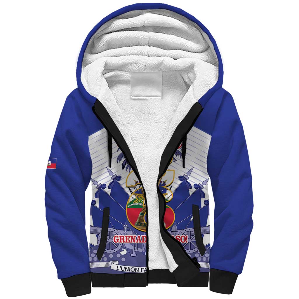 Personalized Les Grenadiers Haiti Football Sherpa Hoodie 2026 Nou Retounen White Version - African Pride
