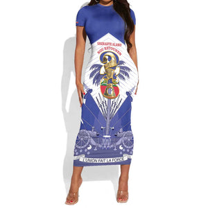 Personalized Les Grenadiers Haiti Football Short Sleeve Bodycon Dress 2026 Nou Retounen White Version - African Pride