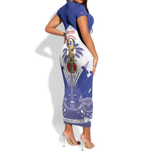 Personalized Les Grenadiers Haiti Football Short Sleeve Bodycon Dress 2026 Nou Retounen White Version - African Pride