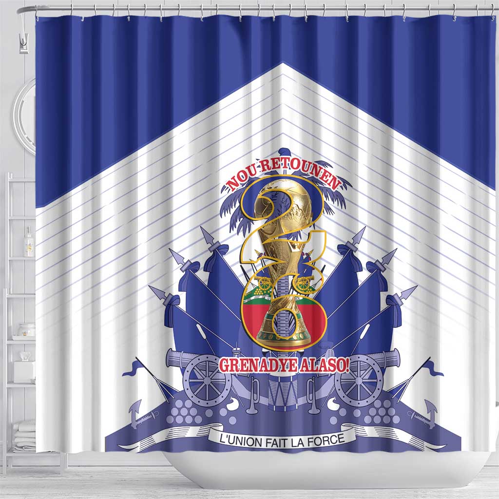 Les Grenadiers Haiti Football Shower Curtain 2026 Nou Retounen White Version - African Pride