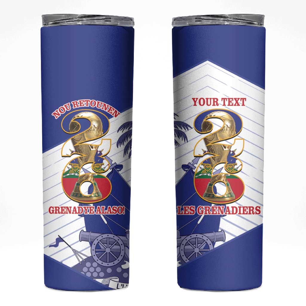Personalized Les Grenadiers Haiti Football Skinny Tumbler 2026 Nou Retounen White Version - African Pride