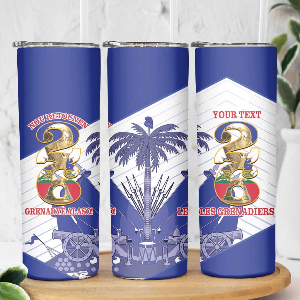 Personalized Les Grenadiers Haiti Football Skinny Tumbler 2026 Nou Retounen White Version - African Pride
