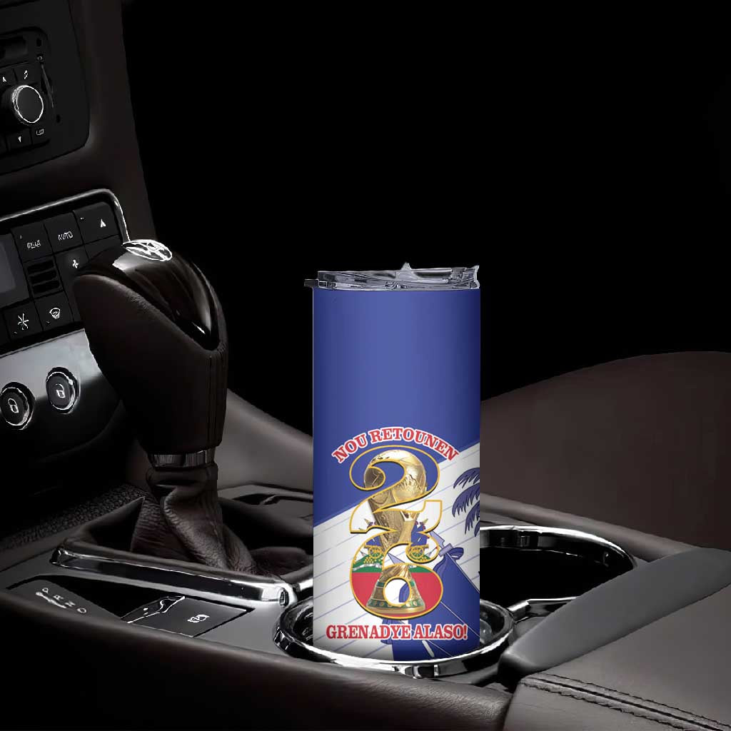 Personalized Les Grenadiers Haiti Football Skinny Tumbler 2026 Nou Retounen White Version - African Pride