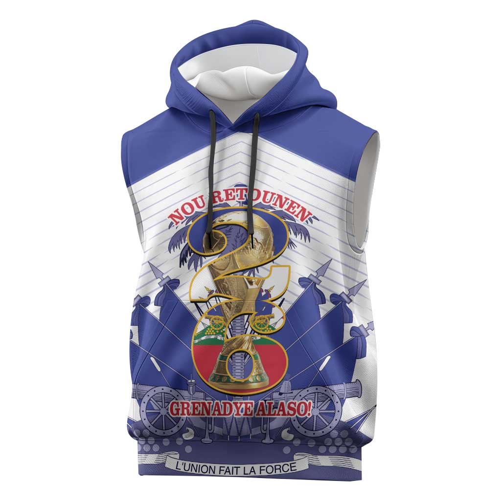 Personalized Les Grenadiers Haiti Football Sleeveless Hoodie 2026 Nou Retounen White Version - African Pride