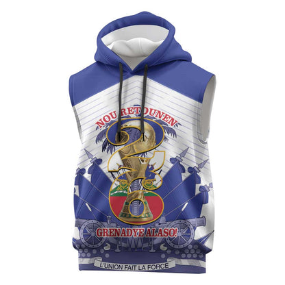 Personalized Les Grenadiers Haiti Football Sleeveless Hoodie 2026 Nou Retounen White Version - African Pride
