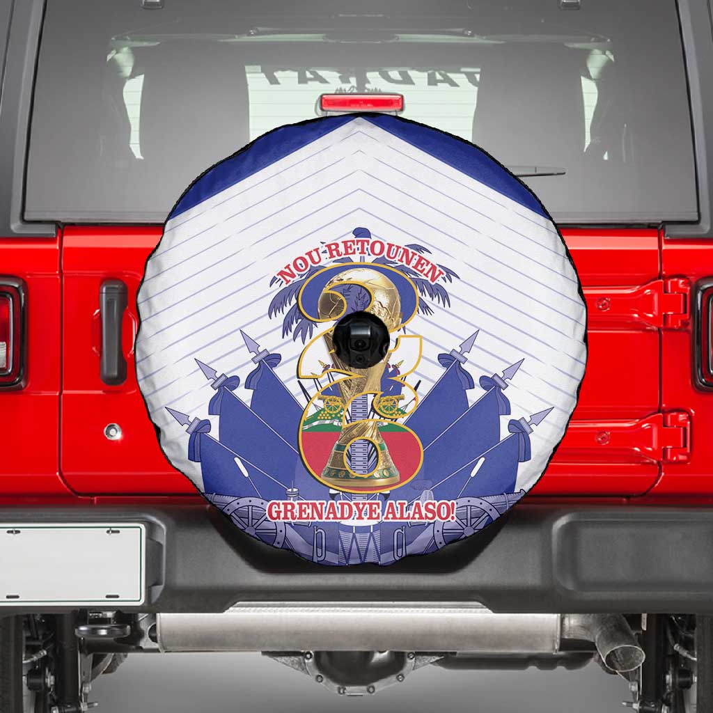 Les Grenadiers Haiti Football Spare Tire Cover 2026 Nou Retounen White Version - African Pride
