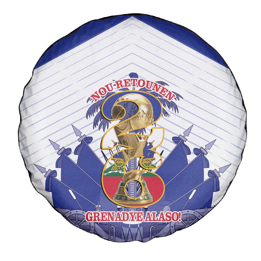 Les Grenadiers Haiti Football Spare Tire Cover 2026 Nou Retounen White Version - African Pride