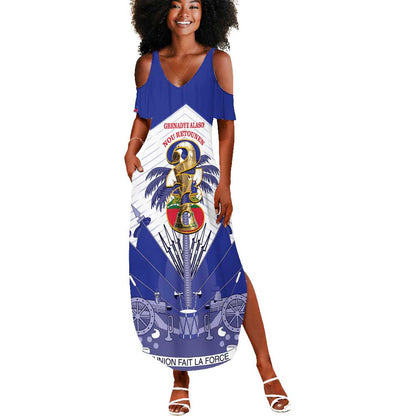 Personalized Les Grenadiers Haiti Football Summer Maxi Dress 2026 Nou Retounen White Version - African Pride
