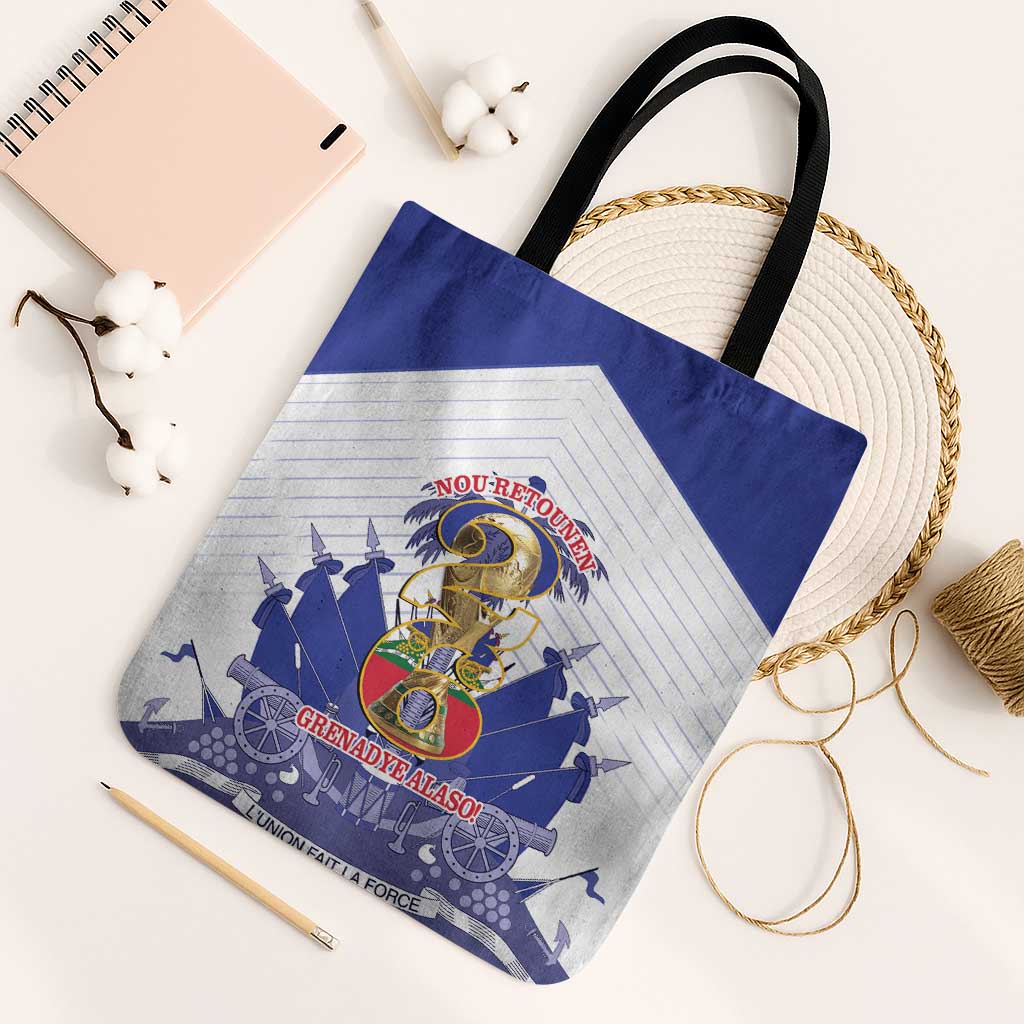 Les Grenadiers Haiti Football Tote Bag 2026 Nou Retounen White Version