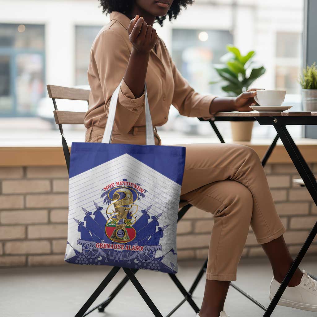 Les Grenadiers Haiti Football Tote Bag 2026 Nou Retounen White Version