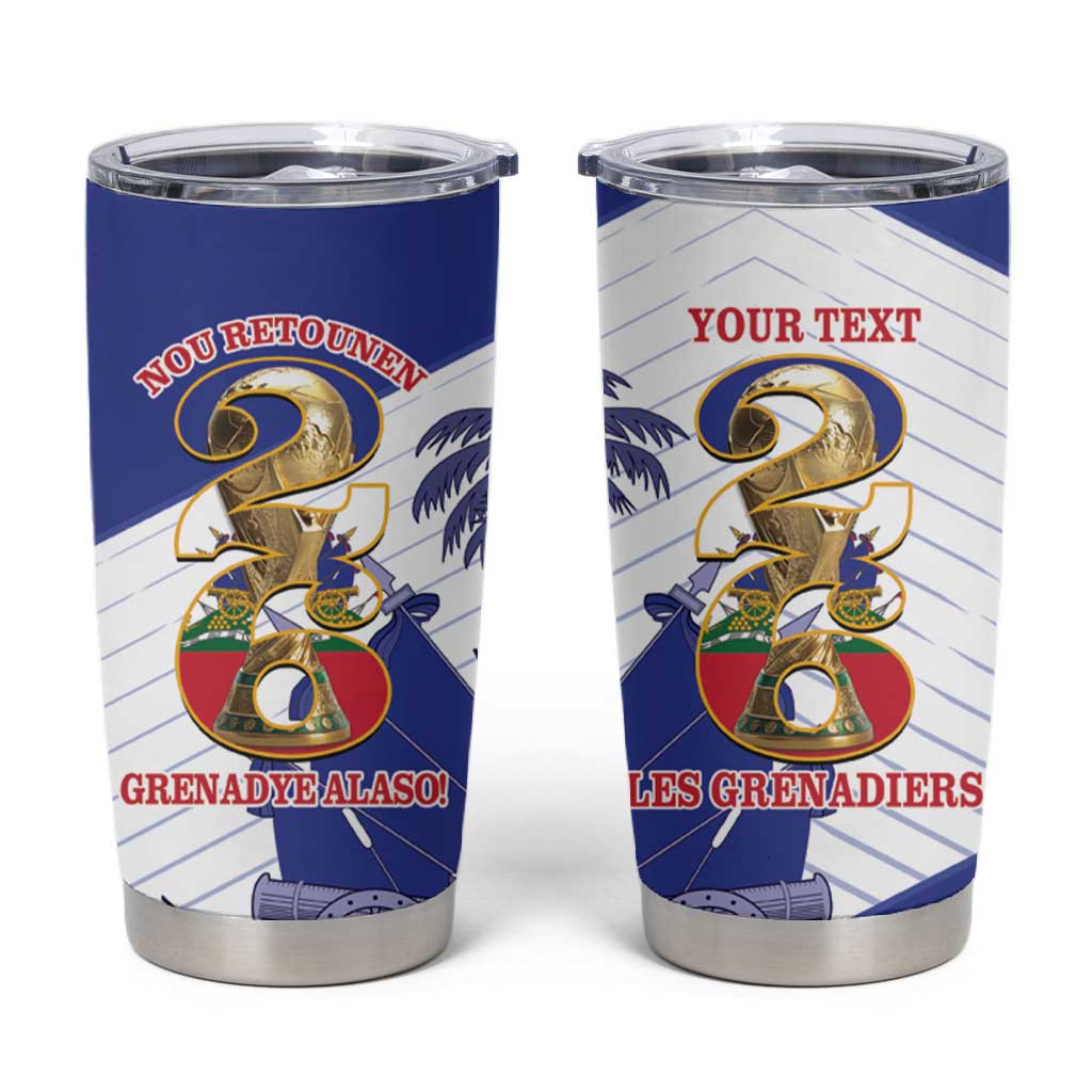 Personalized Les Grenadiers Haiti Football Tumbler Cup 2026 Nou Retounen White Version - African Pride