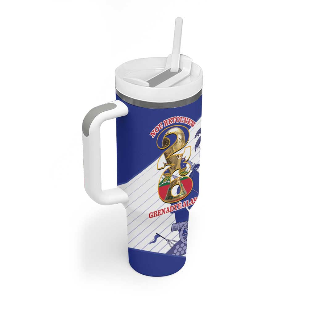 Personalized Les Grenadiers Haiti Football Tumbler With Handle 2026 Nou Retounen White Version - African Pride