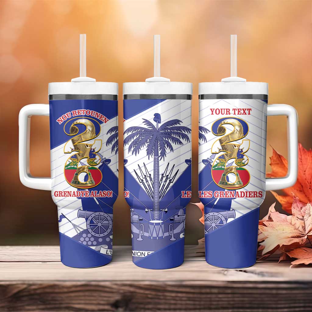 Personalized Les Grenadiers Haiti Football Tumbler With Handle 2026 Nou Retounen White Version - African Pride