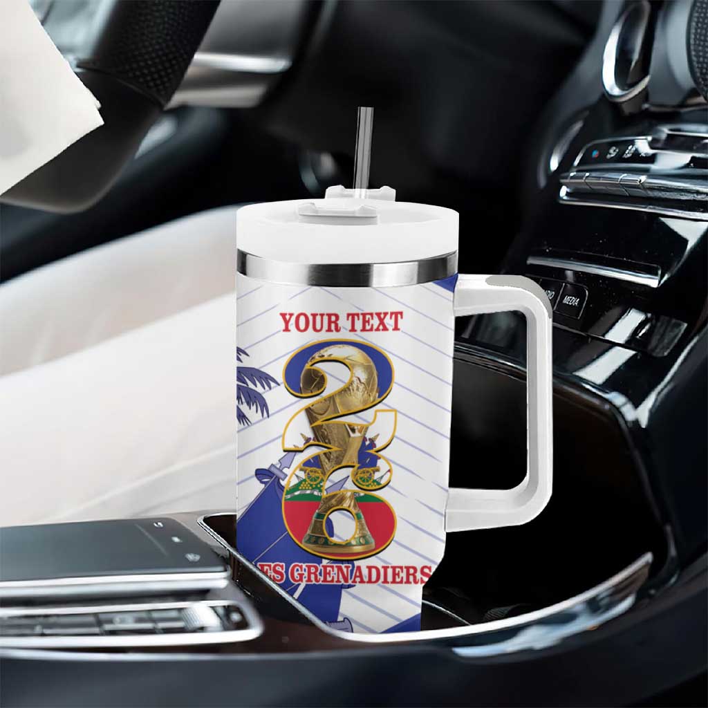 Personalized Les Grenadiers Haiti Football Tumbler With Handle 2026 Nou Retounen White Version - African Pride