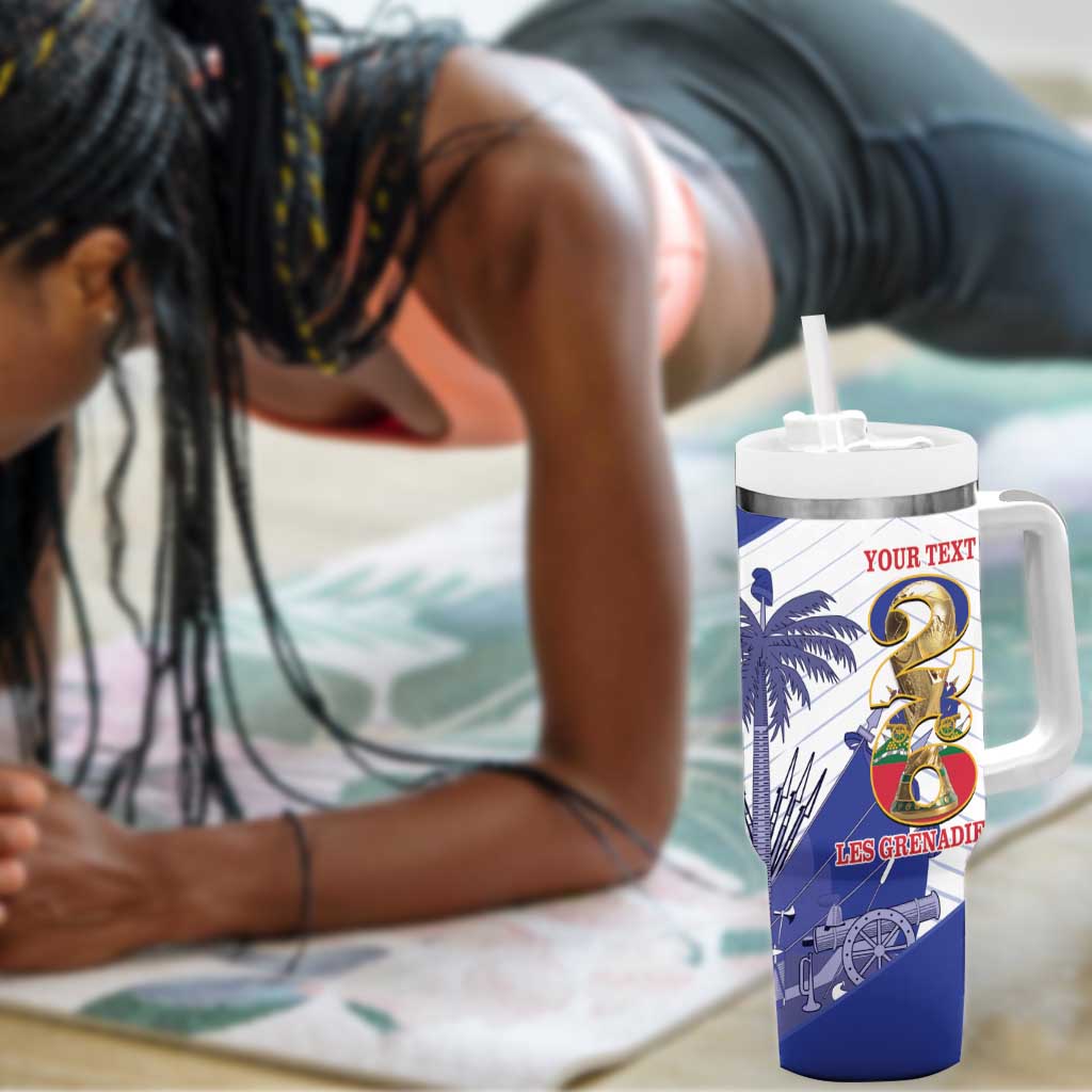 Personalized Les Grenadiers Haiti Football Tumbler With Handle 2026 Nou Retounen White Version - African Pride