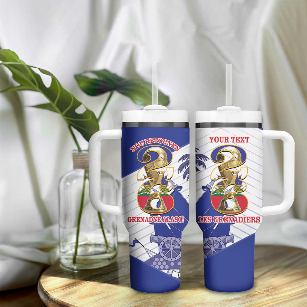 Personalized Les Grenadiers Haiti Football Tumbler With Handle 2026 Nou Retounen White Version - African Pride