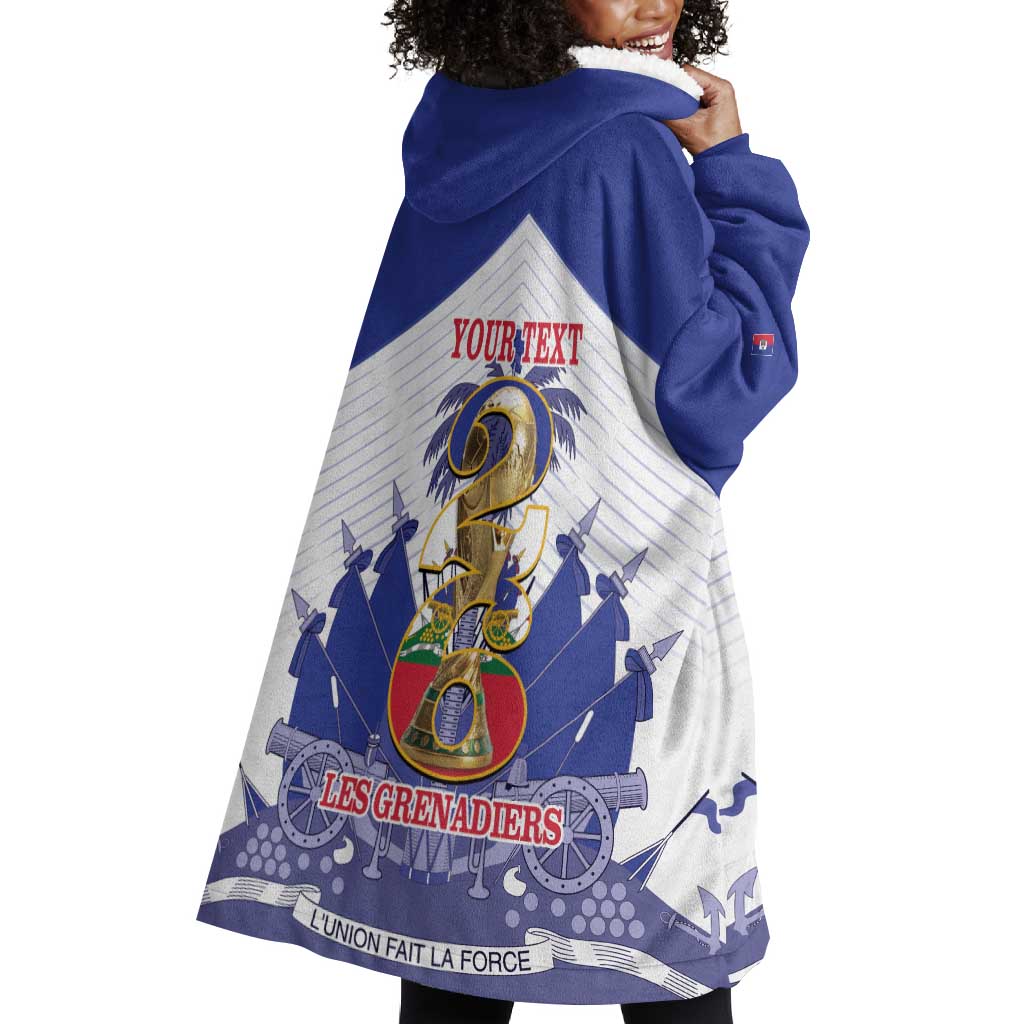Personalized Les Grenadiers Haiti Football Wearable Blanket Hoodie 2026 Nou Retounen White Version - African Pride