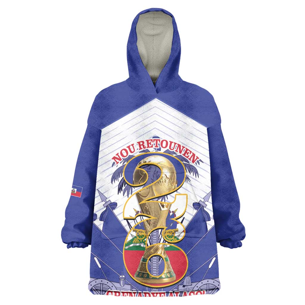 Personalized Les Grenadiers Haiti Football Wearable Blanket Hoodie 2026 Nou Retounen White Version - African Pride