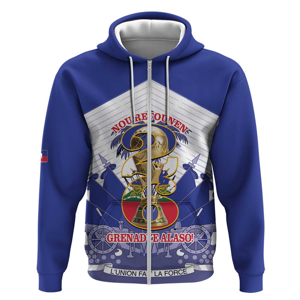 Personalized Les Grenadiers Haiti Football Zip Hoodie 2026 Nou Retounen White Version - African Pride