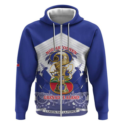 Personalized Les Grenadiers Haiti Football Zip Hoodie 2026 Nou Retounen White Version - African Pride