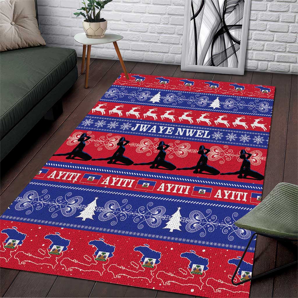 Afro Haiti Christmas Area Rug Jwaye Nwel Ayiti Neg Marron Veve Vodou - African Pride
