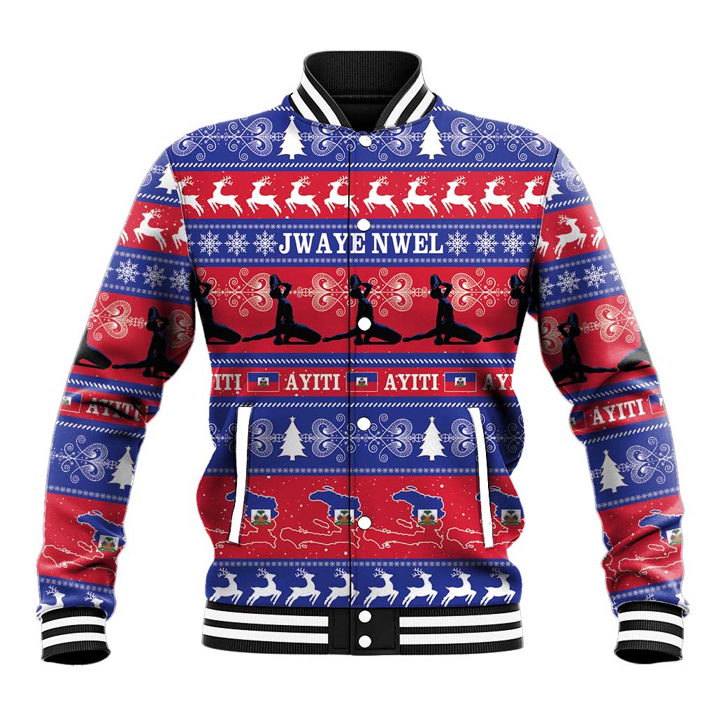 Afro Haiti Christmas Baseball Jacket Jwaye Nwel Ayiti Neg Marron Veve Vodou - African Pride