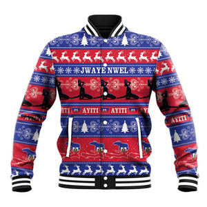Afro Haiti Christmas Baseball Jacket Jwaye Nwel Ayiti Neg Marron Veve Vodou - African Pride
